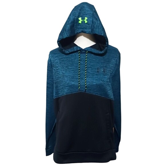 Under Armour Hoodie Mens Medium Blue Black Storm 1 Loose Fit Pullover Sweatshirt - Picture 1 of 5